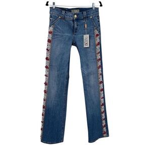 NWT Allen B Jeans Denim Embroidered Blue Size 28